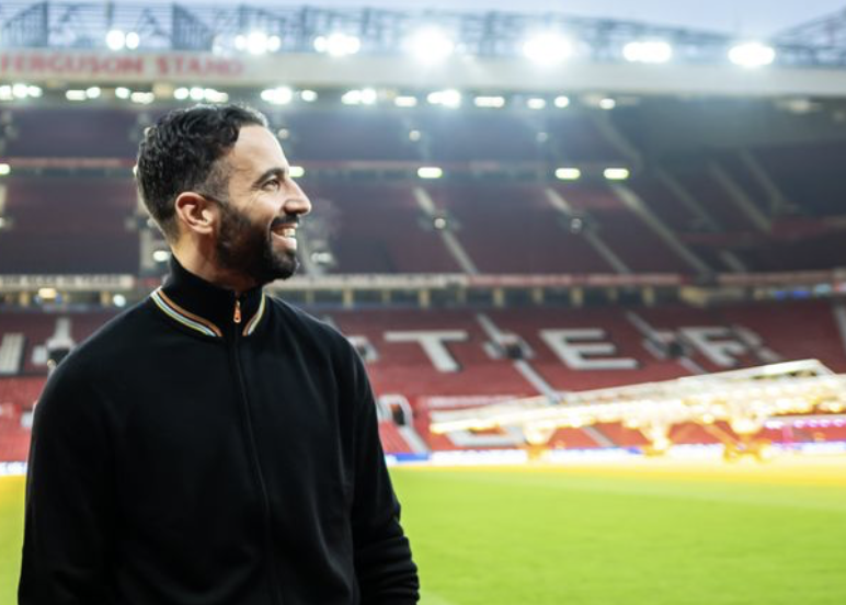 Ruben Amorin at Old Trafford when he took the new job at Manchester United